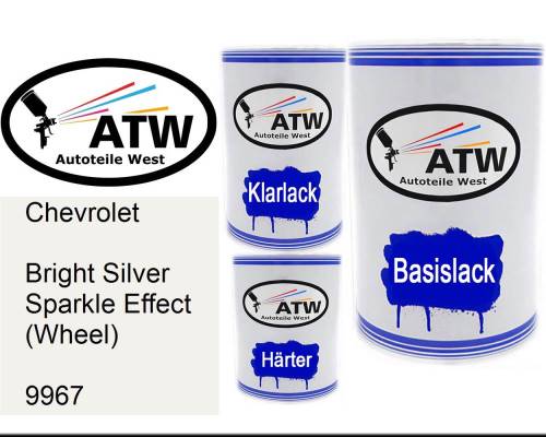 Chevrolet, Bright Silver Sparkle Effect (Wheel), 9967: 500ml Lackdose + 500ml Klarlack + 250ml Härter - Set, von ATW Autoteile West.